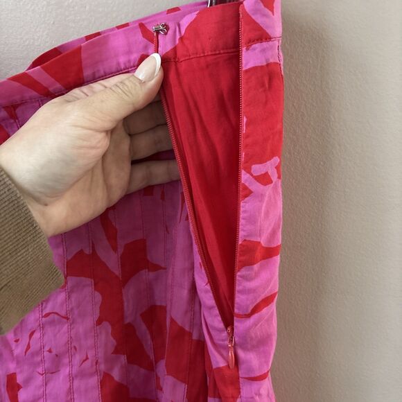 Vineyard Vines Women’s 16 Pink Red Tropical Mini Skirt Pleated Lined - Picture 6 of 6